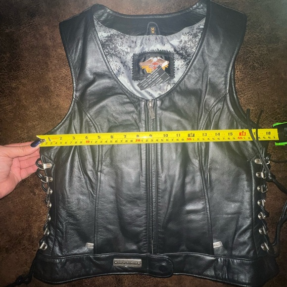 Harley-Davidson RN 103819 vintage Black Leather Women's vest M - Picture 3 of 11